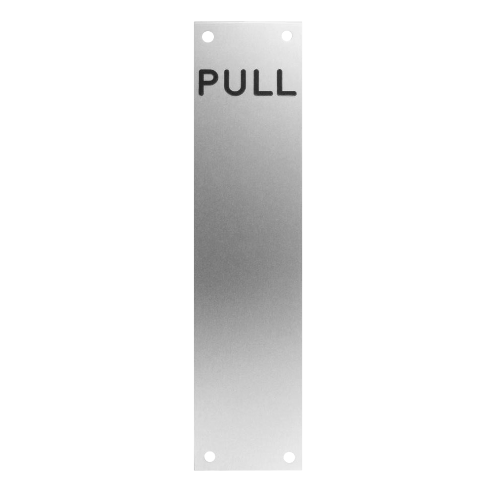 ASEC Push/Pull Screen Printed Finger Plate75mm Width x 1.2mm Depth (SSS) Satin Stainless Steel PULL 350mm Height - Satin Stainless Steel