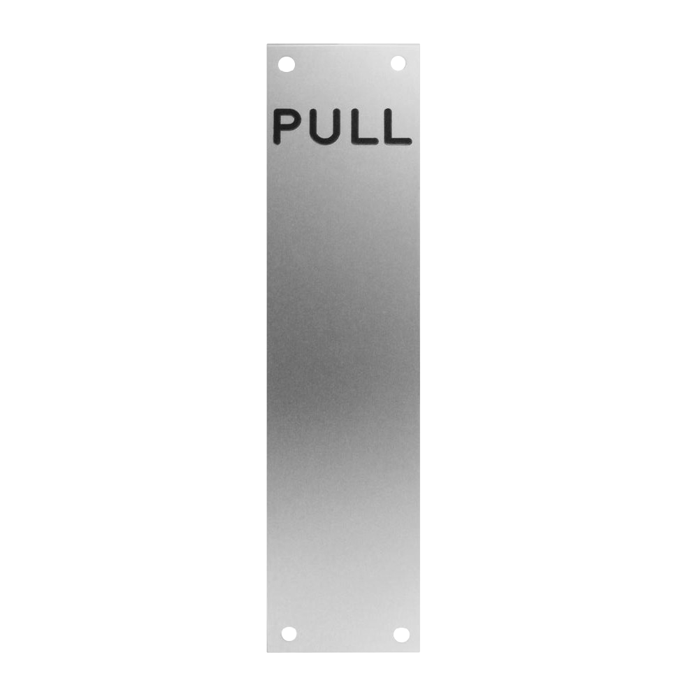 ASEC Push/Pull Engraved Finger Plate75mm Width x 1.2mm Depth (SAA) Satin Anodised Aluminium PULL 375mm Height - Satin Anodised Aluminium