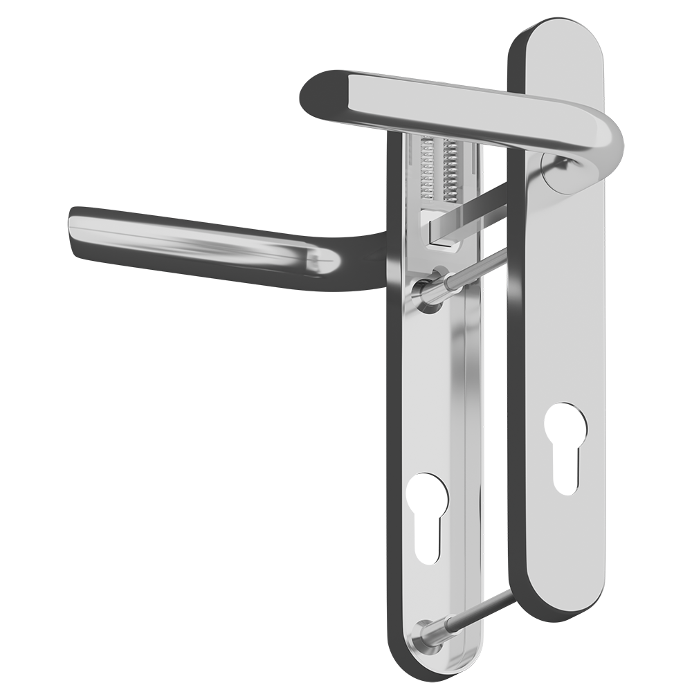 ASEC Evo Sprung Lever/Lever Multipoint Door Handles 92mm PZ 212mm Backplate 122mm Fixings Polished Chrome