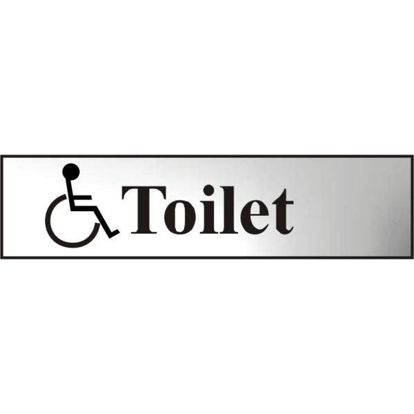ASEC Disabled Toilet 200mm x 50mm Chrome Self Adhesive Sign