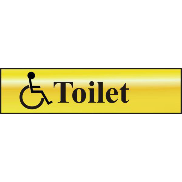 ASEC Disabled Toilet 200mm x 50mm Gold Self Adhesive Sign