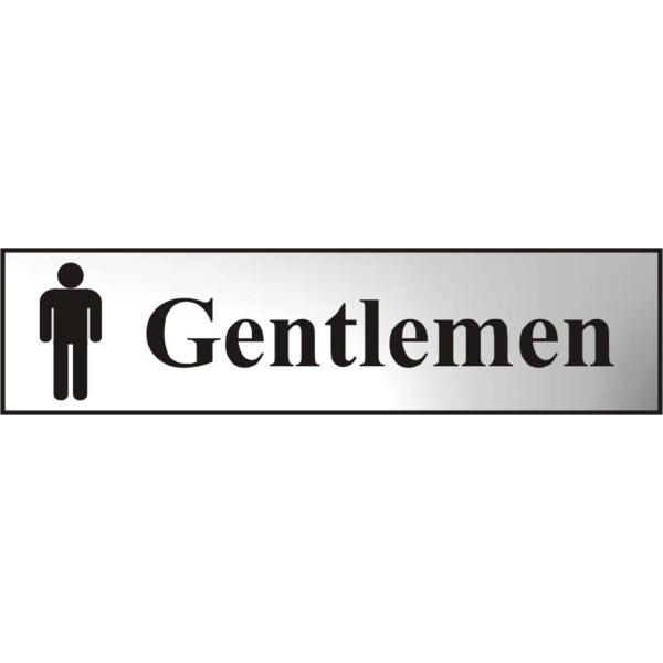 ASEC Gentlemen 200mm x 50mm Chrome Self Adhesive Sign