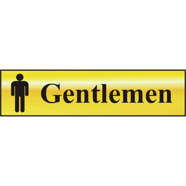 ASEC Gentlemen 200mm x 50mm Gold Self Adhesive Sign