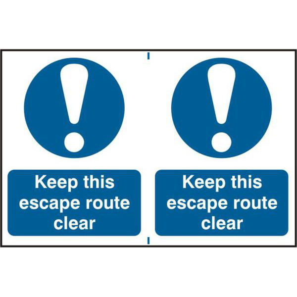 ASEC Keep This Escape Route Clear 200mm x 150mm PVC Self Adhesive Sign