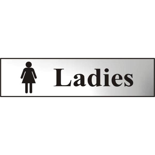 ASEC Ladies 200mm x 50mm Chrome Self Adhesive Sign