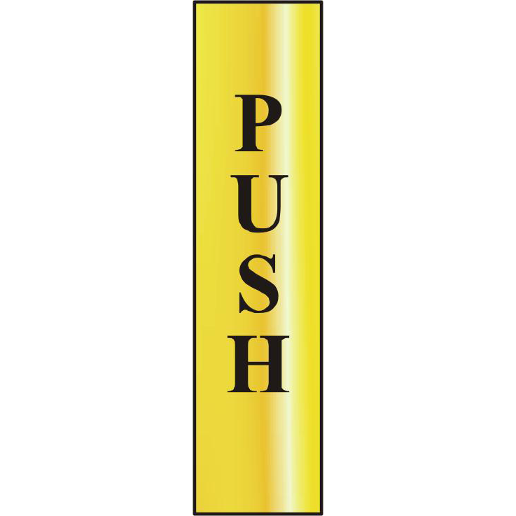 ASEC Push 200mm x 50mm Gold Self Adhesive Sign