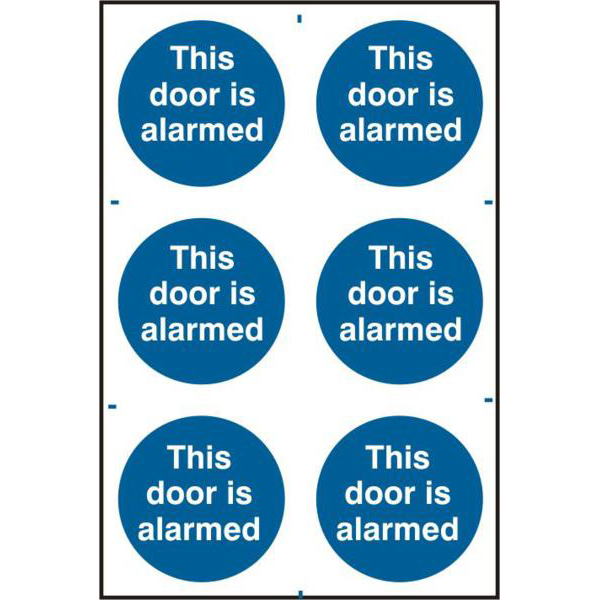 ASEC This Door Is Alarmed 200mm x 300mm PVC Self Adhesive Sign