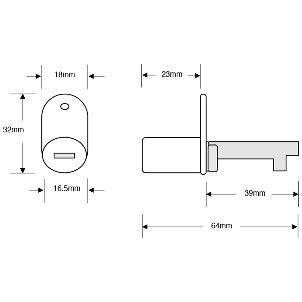 ASEC Half Cut Out Cam Furniture Pedestal Lock