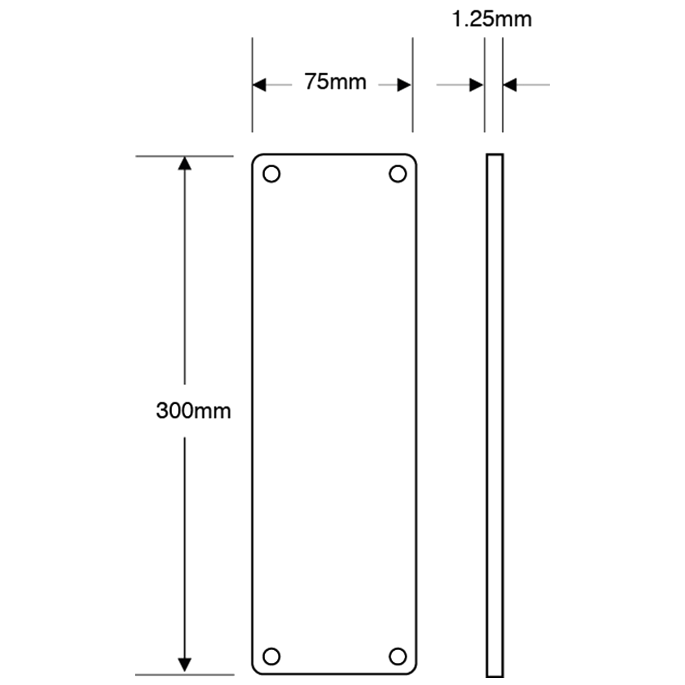ASEC 75mm Wide Stainless Steel Push Finger Plate