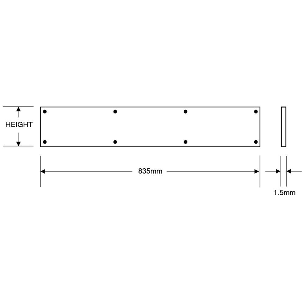 ASEC 835mm Wide Stainless Steel Kick Plate