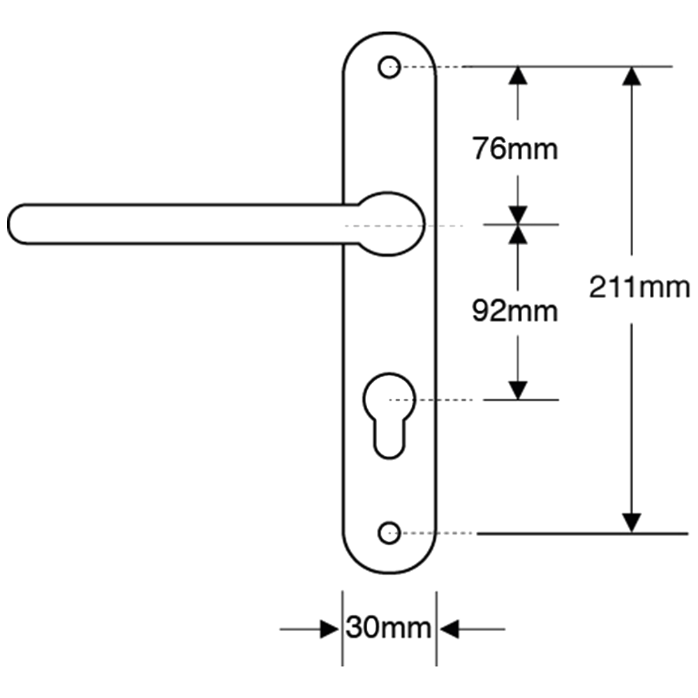 ASEC 92 Lever/Lever UPVC Furniture - 240mm Backplate