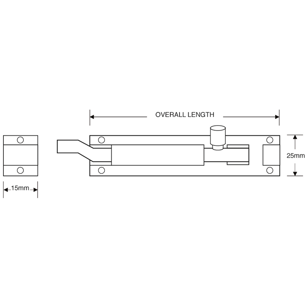 ASEC Aluminium Necked Barrel Bolt