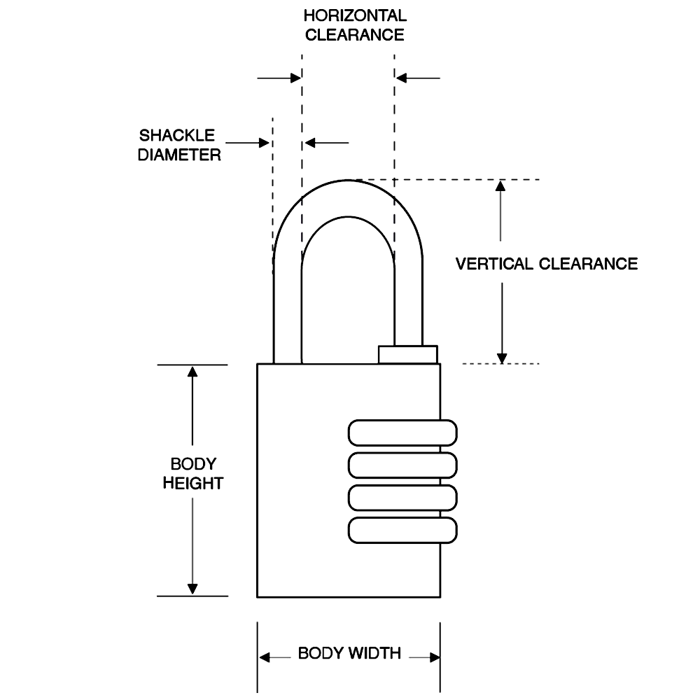 ASEC Brass Open Shackle Combination Padlock