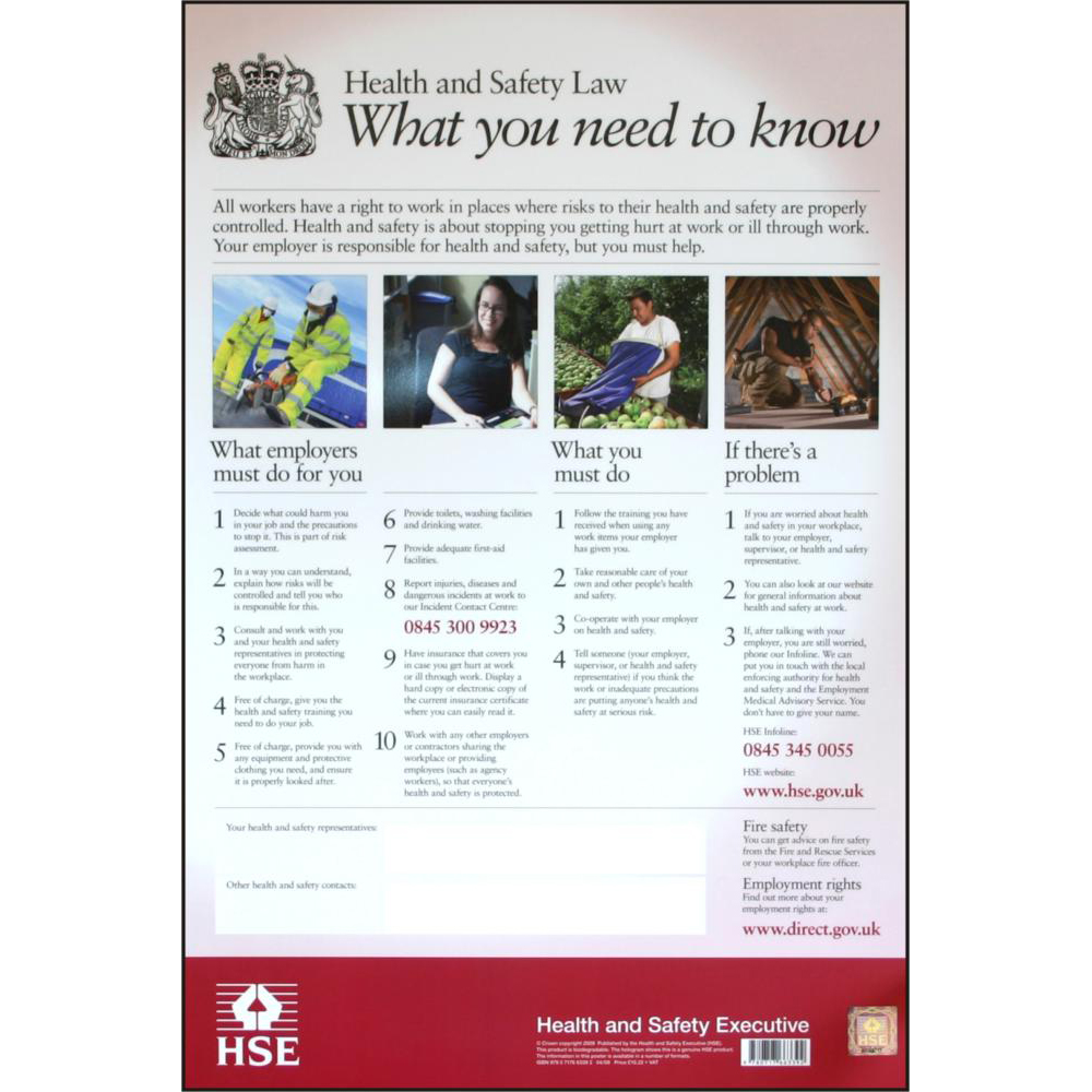ASEC HSE01 Health & Safety Poster 800mm x 600mm PVC Sign