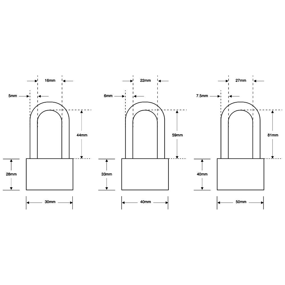 ASEC KD Long Shackle Brass Padlock