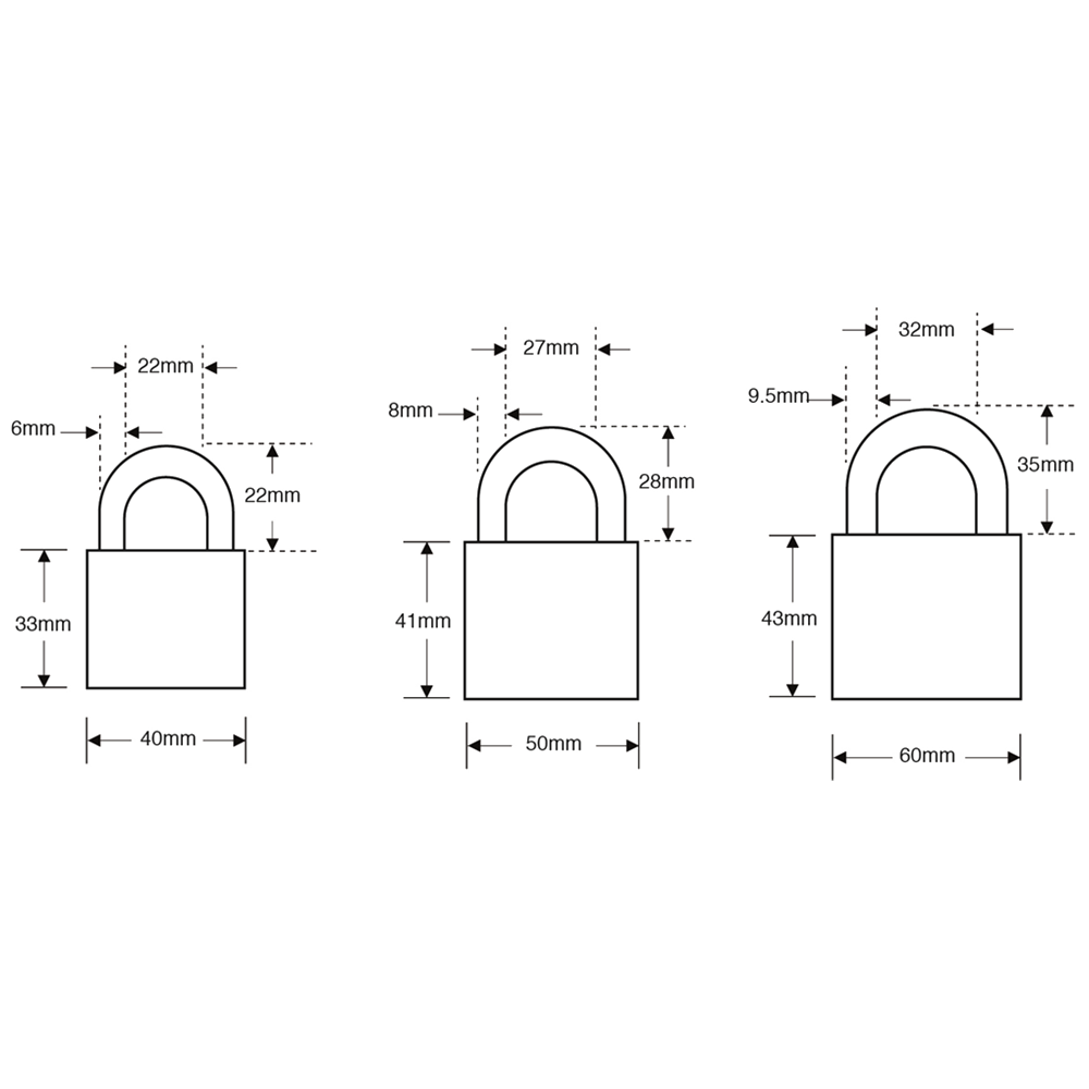 ASEC MK Open Shackle Brass Padlock