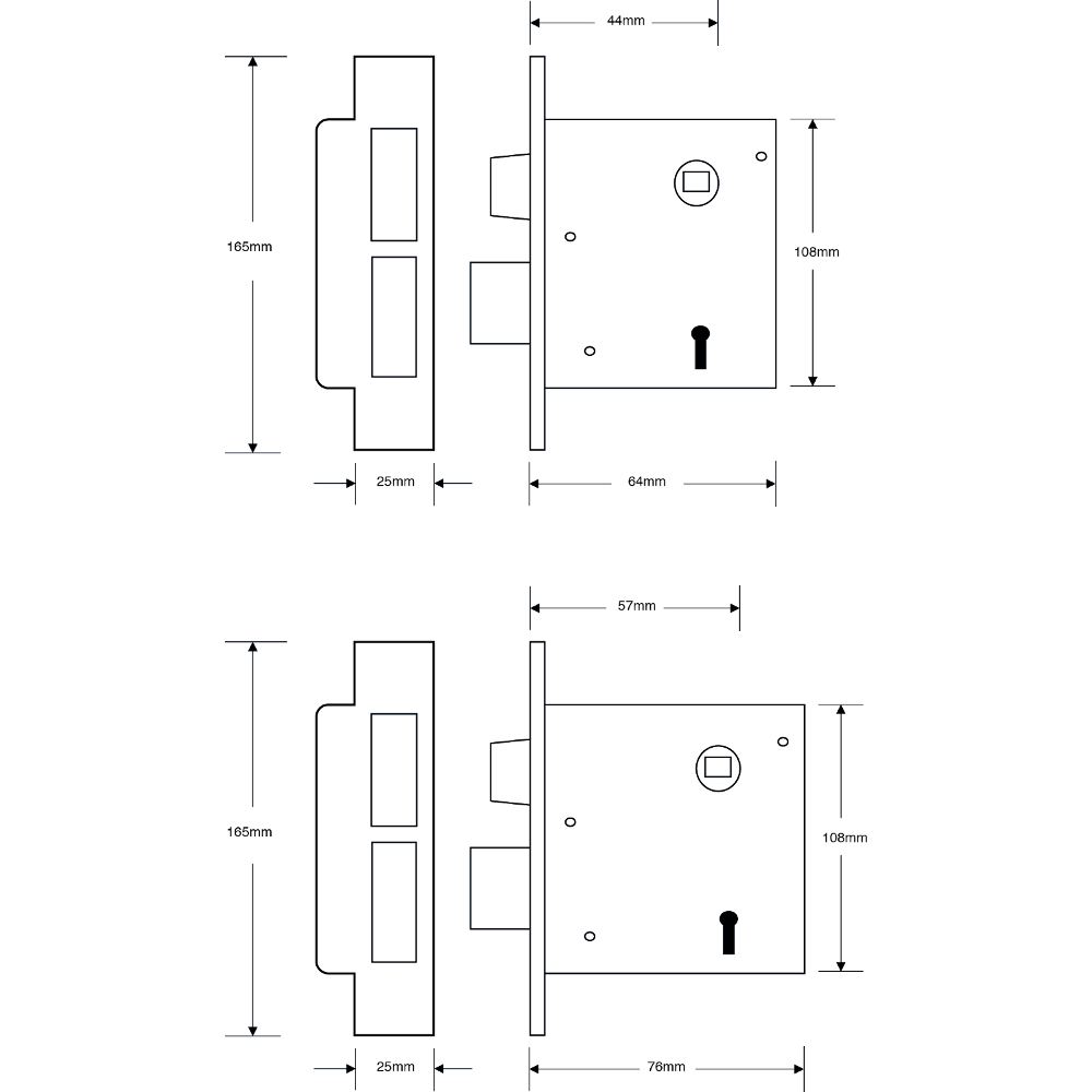 ASEC Mortice Bathroom Lock
