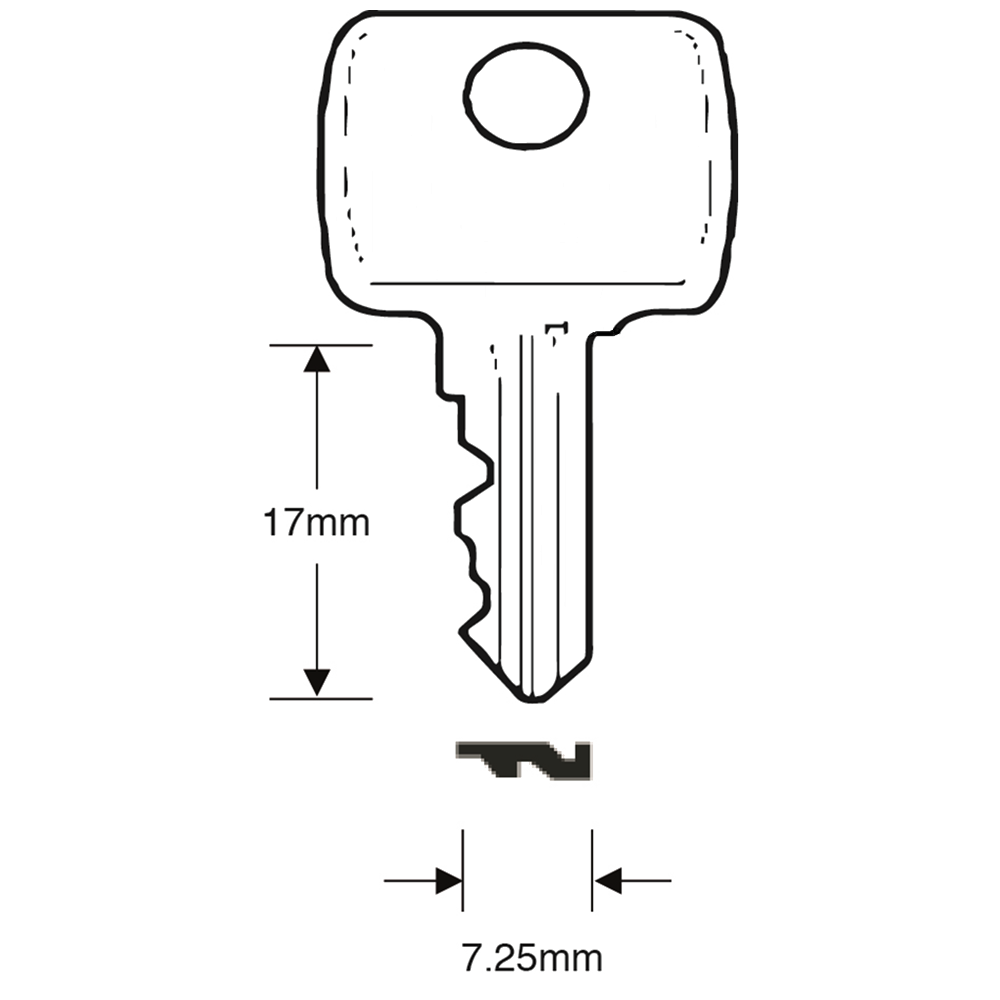 ASEC TS7250 Window Key To Suit Strebor