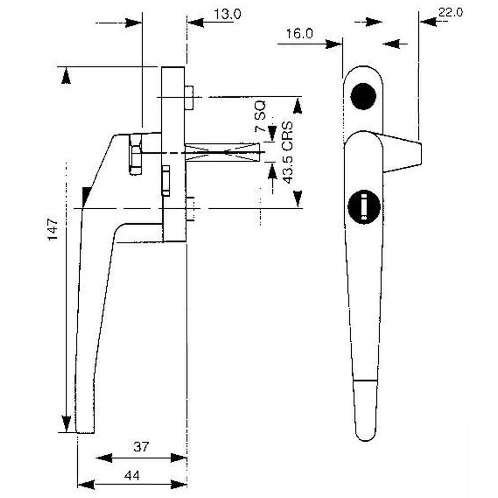 ASEC Cockspur Espag Handle With Spindle