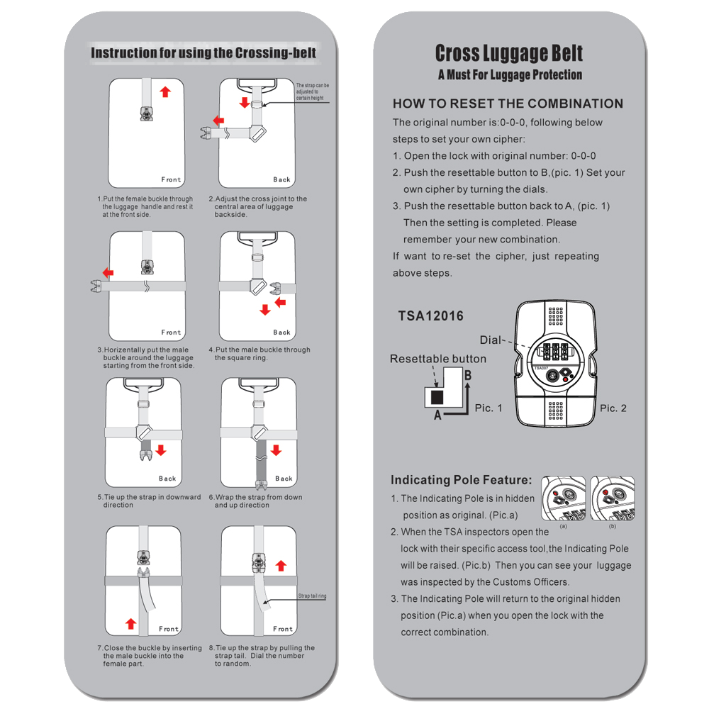 ASEC TSA Combination Luggage Belt Lock