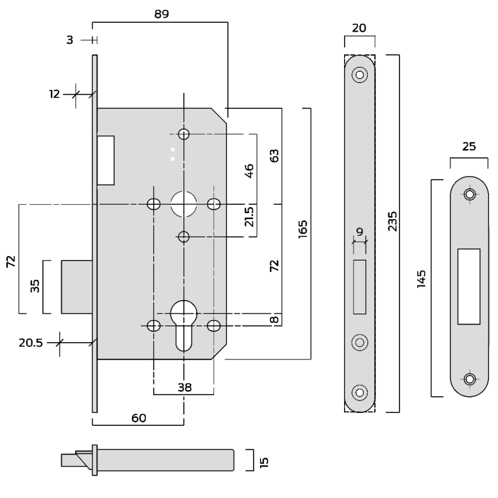 ASEC DIN Standard Euro Deadcase