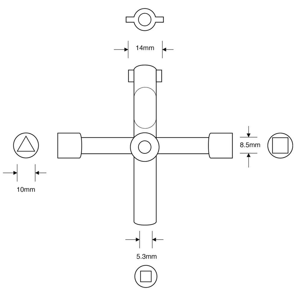 ASEC 4WUK 4 Way Utility Key
