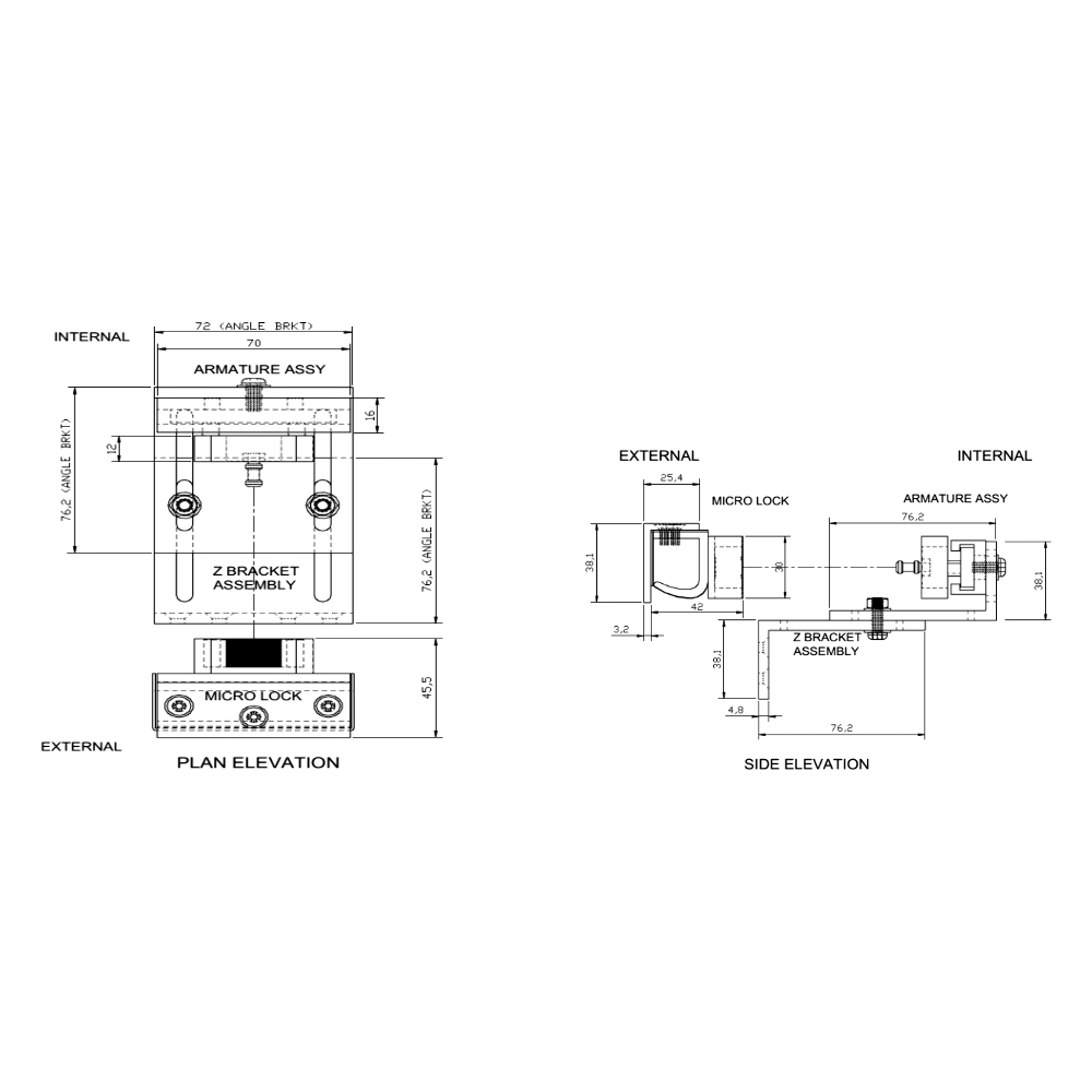 ASEC Micro Power Lock With Z&L Bracket - Open In