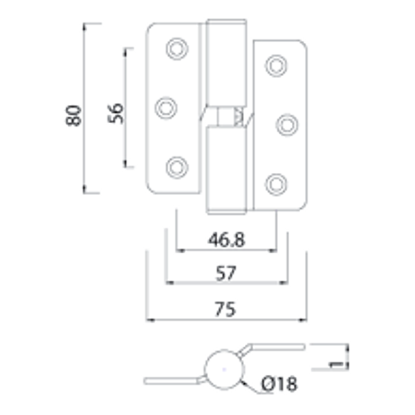 ASEC Cubicle 80mm Gravity Hinge
