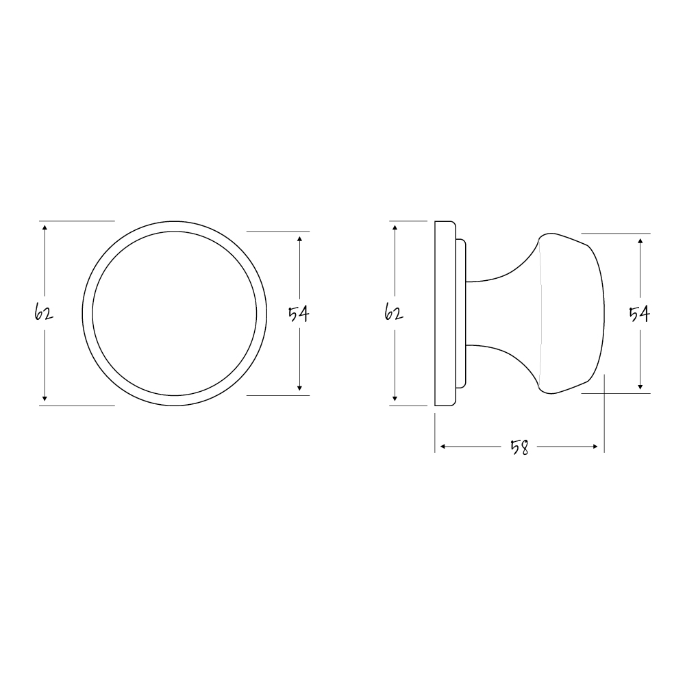 ASEC URBAN 52mm Mortice Knob