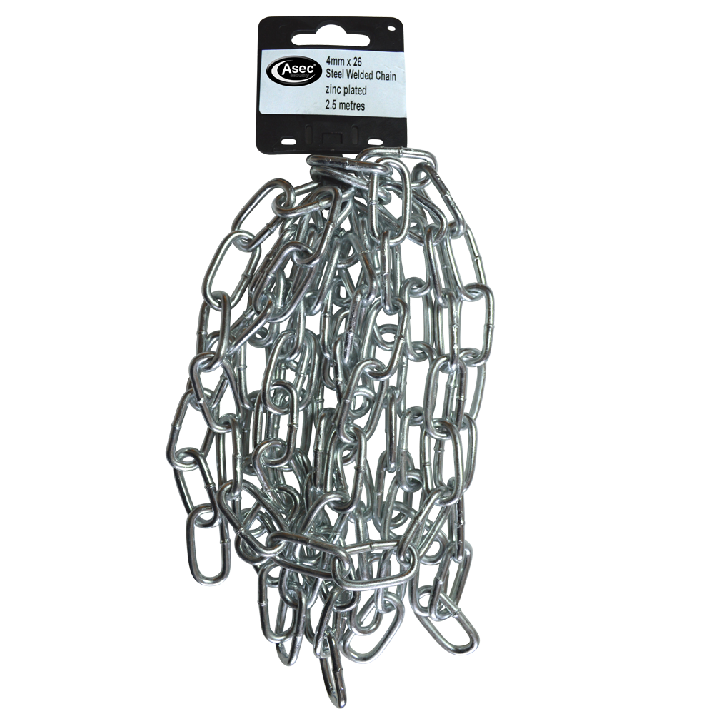 ASEC Steel Welded Chain Silver 2.5m Length