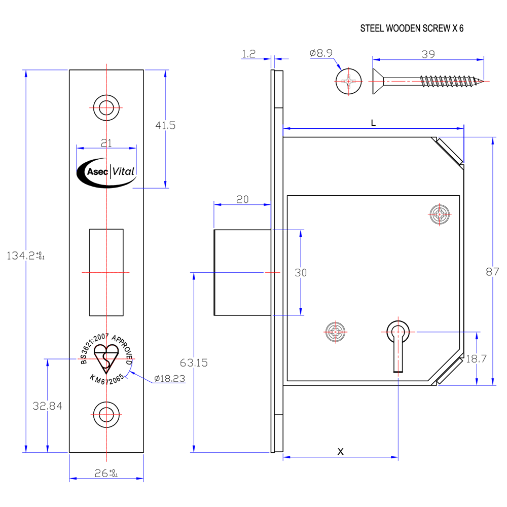 ASEC Vital BS 5 Lever Mortice Deadlock