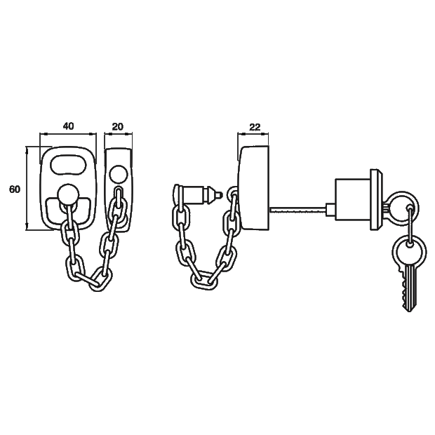 ASEC Door Chain with Fixing Kit