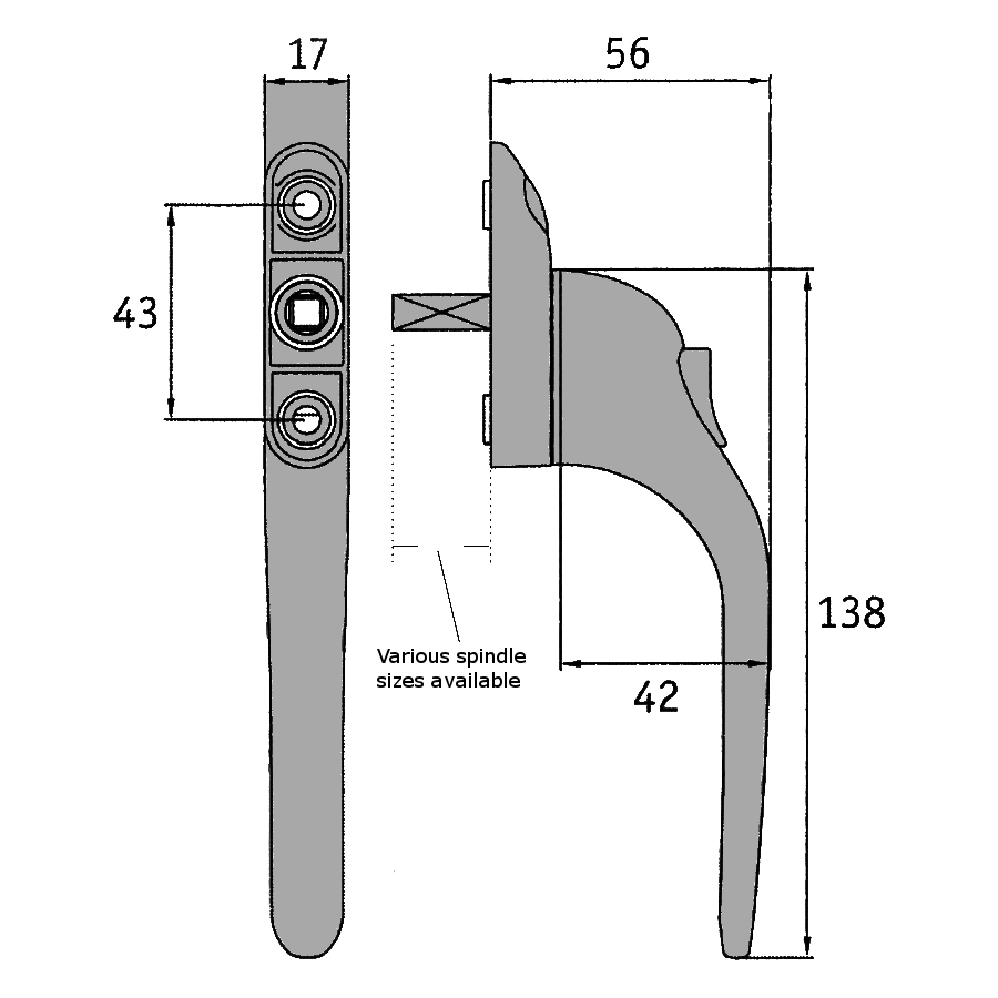 ASEC Espag Inline Handle With Spindle