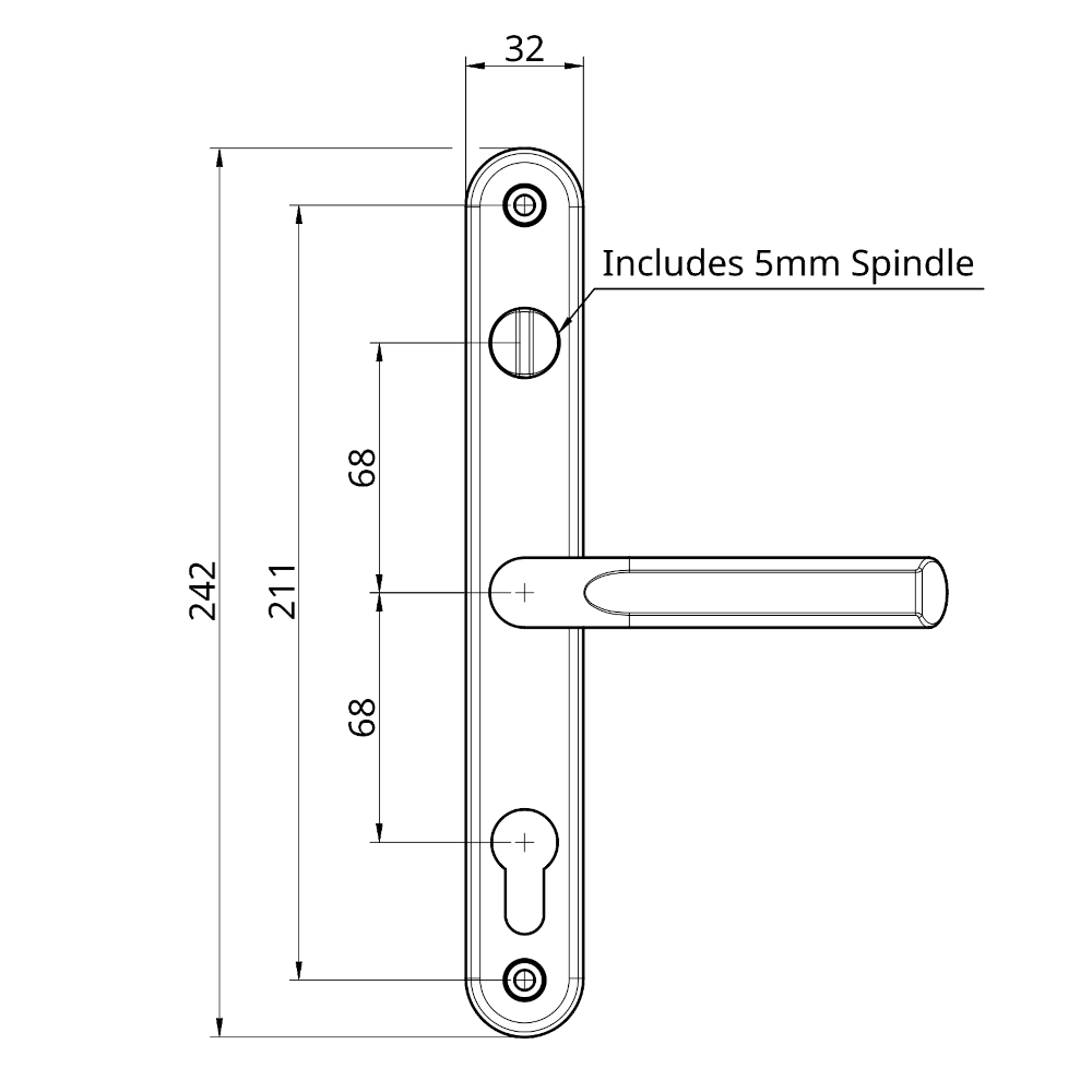 ASEC 68mm Lever UPVC Door Furniture With Snib