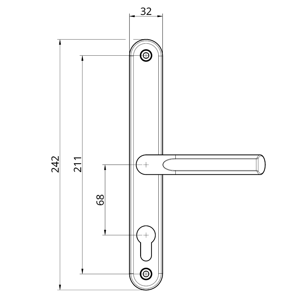 ASEC 68mm Lever UPVC Door Furniture No Snib