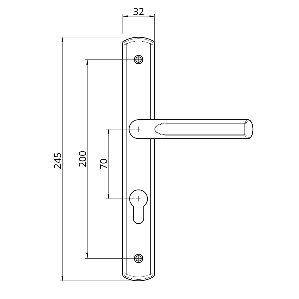 ASEC 70 Lever/Lever Door Furniture To Suit Ferco - 245mm Backplate