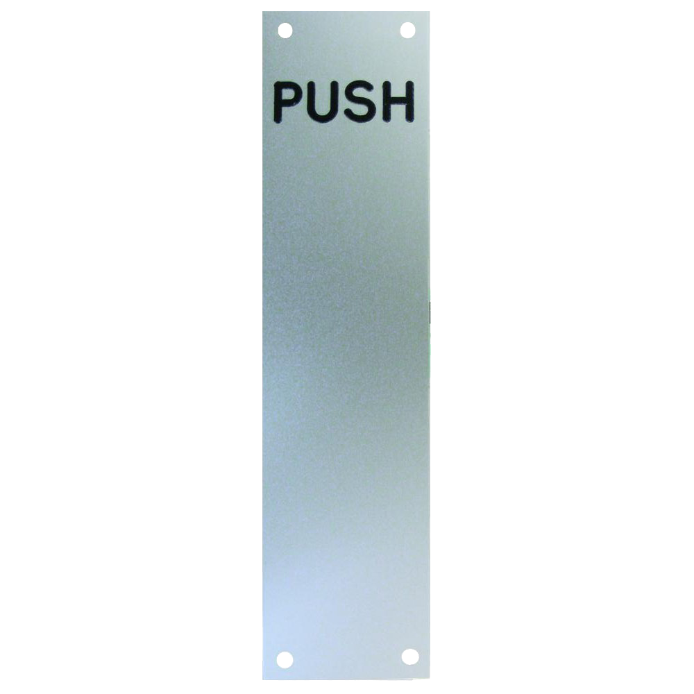ASEC Push/Pull Engraved Finger Plate75mm Width x 1.2mm Depth (SAA) Satin Anodised Aluminium