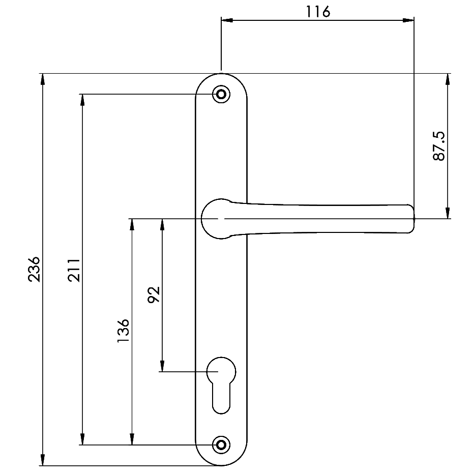 AVOCET Pioneer Plus Lever/Lever Furniture - 211mm Fixings
