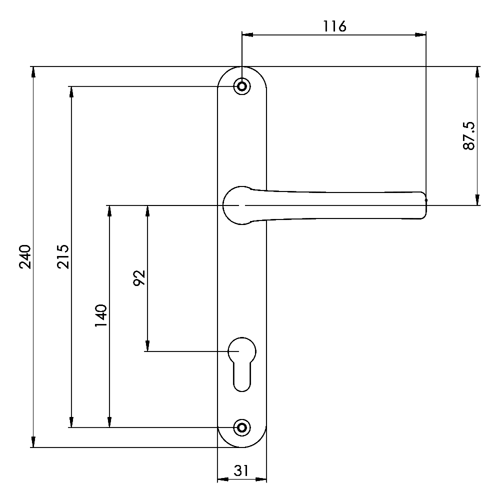 AVOCET Pioneer Plus Lever/Lever Furniture Long - 215mm Fixings