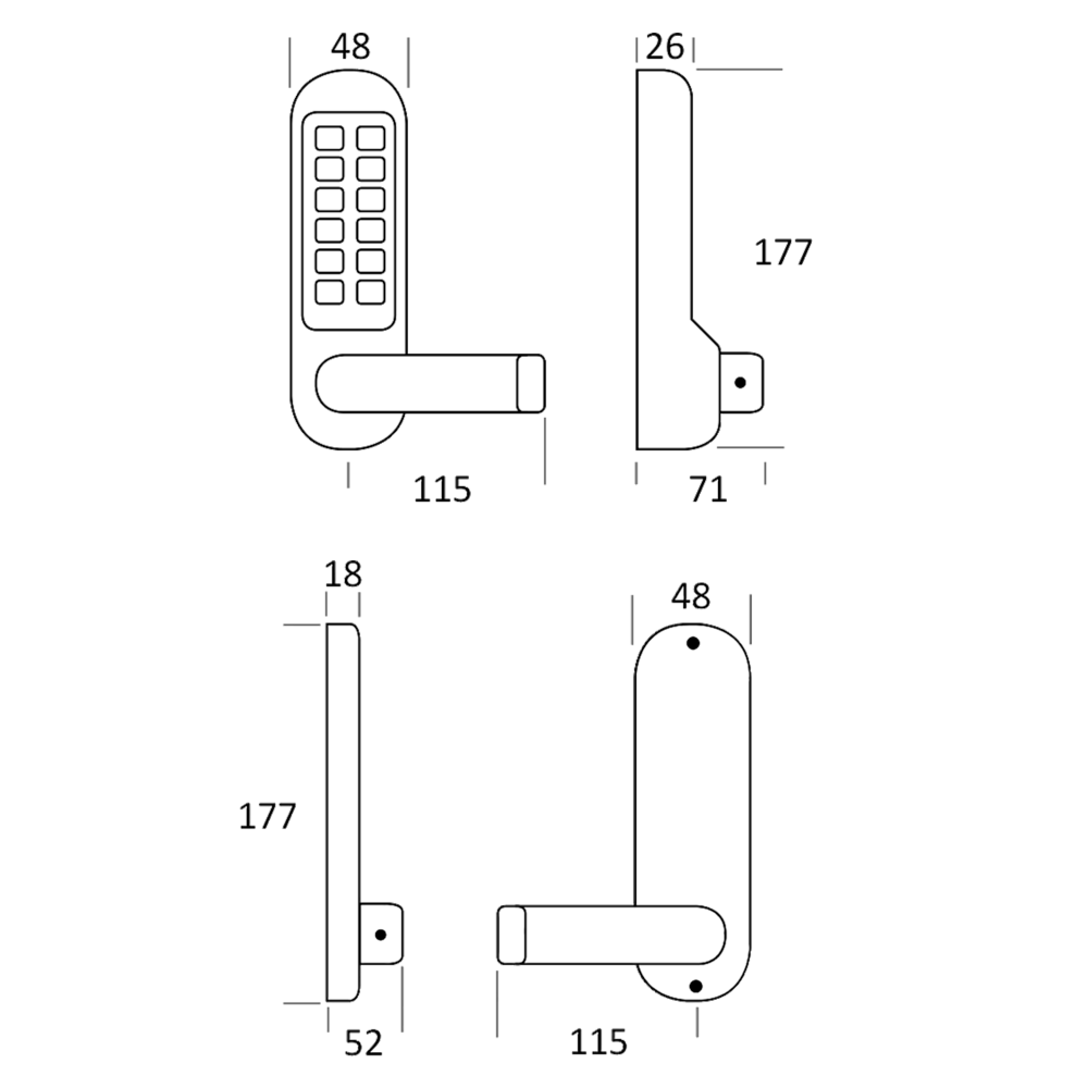 BORG LOCKS BL5401 Digital Lock With Inside Handle And 60mm Latch