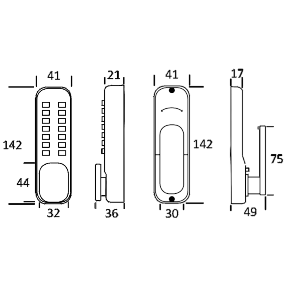 BORG LOCKS BL2201ECP Easicode Pro Digital Lock with Optional Holdback