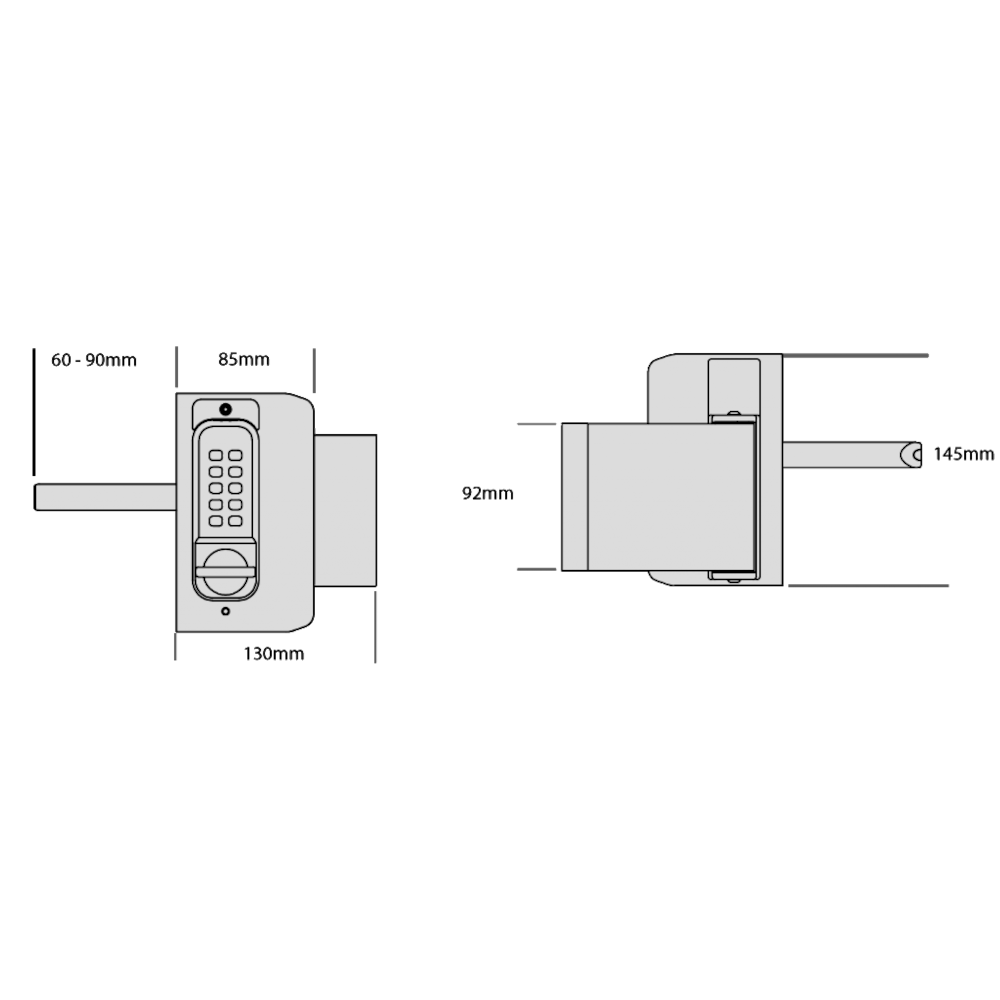 BORG LOCKS BL3080 MG Pro ECP Easicode Mini Gate Lock Knob Operated Keypad With Inside Handed Pad