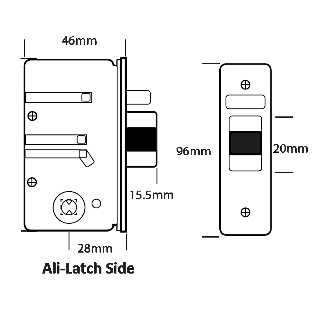 BORG LOCKS S203 Aluminium Latch 28mm Backset To Suit BL2000/BL4400 Series