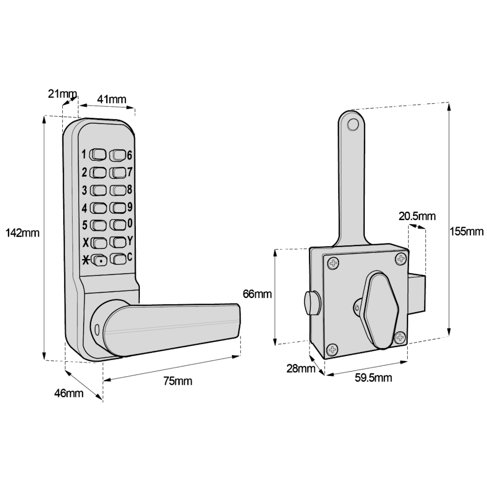 BORG LOCKS BL4409 ECP Marine Grade Wooden Gate Digital Lock With Slam Latch & Holdback