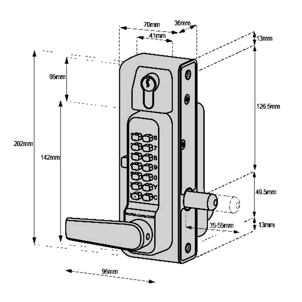 BORG LOCKS BL3435 KO ECP Marine Grade Digital Back To Back Gate Lock With Key Override