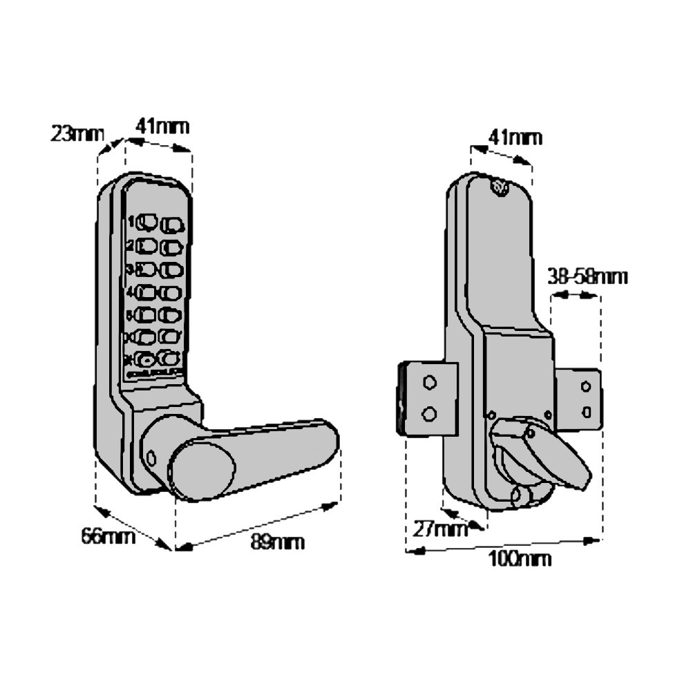 BORG LOCKS BL4305 ECP Marine Grade Black Digital Lock With Rim Deadbolt