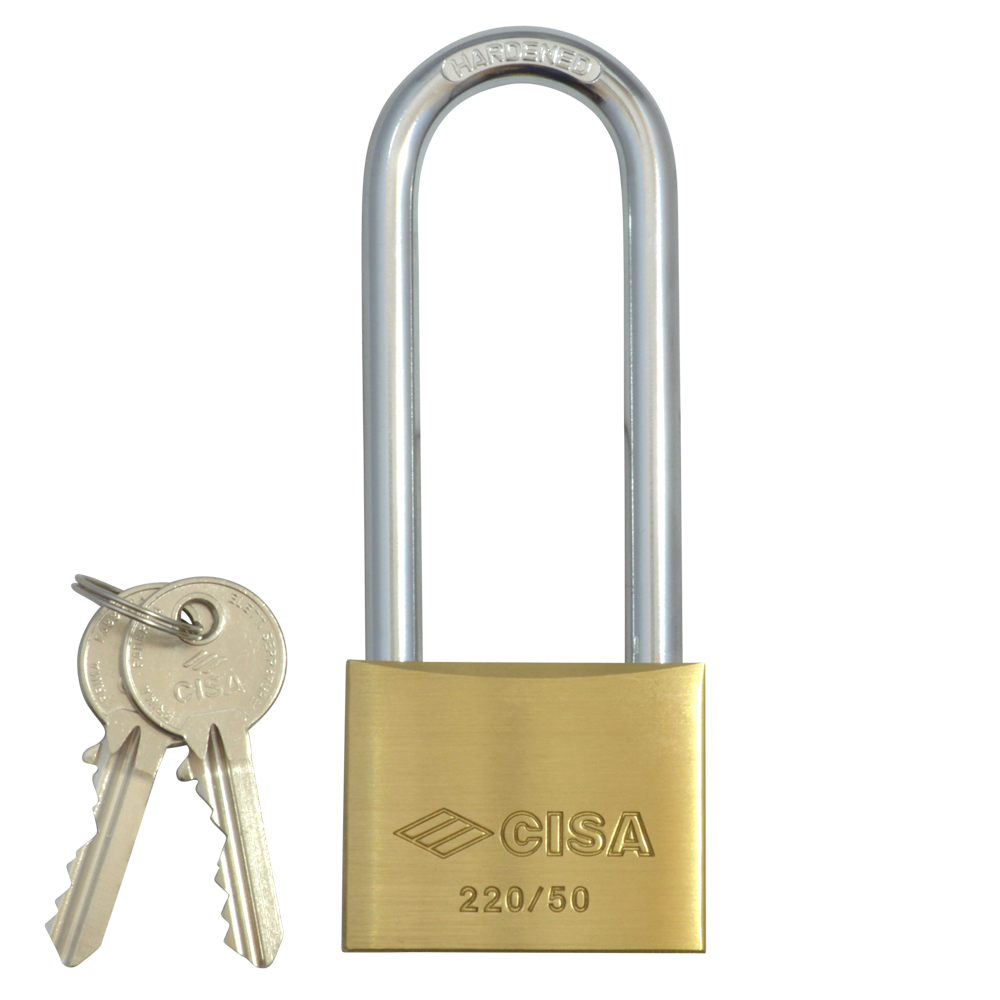 CISA 22011 KD Long Shackle Brass Padlock