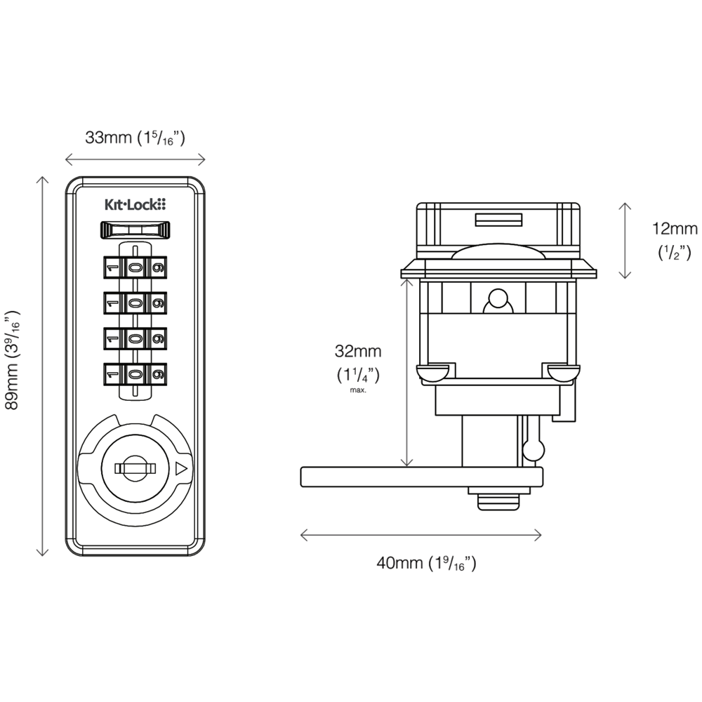 CODELOCKS KitLock KL20 Horizontal Mechanical Combination Lock With Auto Scramble