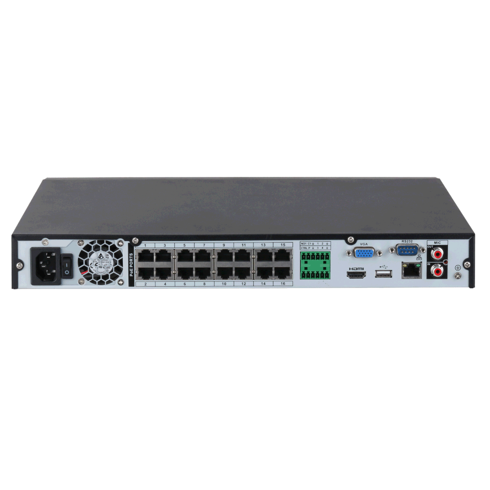DAHUA NVR 4000 Series 16 Channel WizSense AI 256Mbps/180Mbps (AI Enabled) Incoming Bandwidth, 4K Output NVR4216-16P-EI
