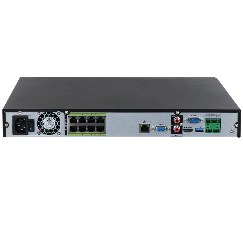 DAHUA NVR 5000 Series 8 Channel WizSense AI 384Mbps/200Mbps (AI Enabled) Incoming Bandwidth, 4K Output NVR5208-8P-EI